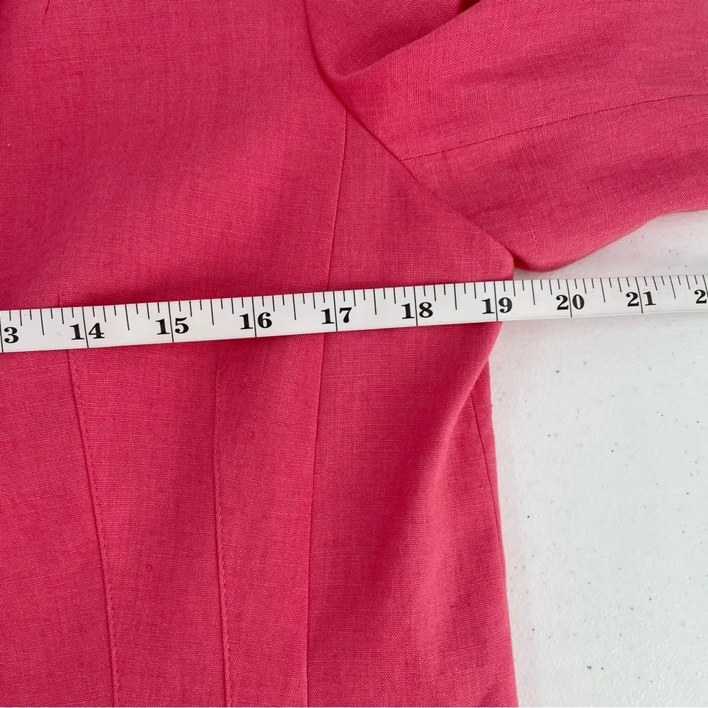 Talbots Vintage Coral Linen Stretch Blend Fully Lined Hidden Button Blazer Work